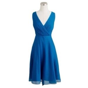 NEW J.CREW Teal blue silk chiffon Sophia Wedding bridesmaid dress women size 8